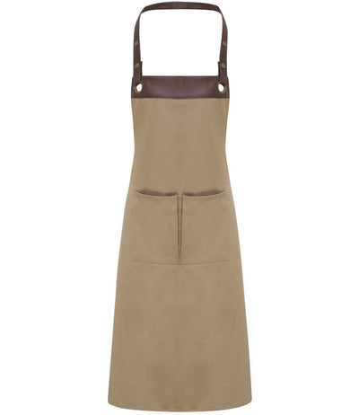 Premier Espresso Bib Apron - Khaki/Brown