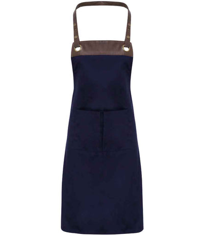 Premier Espresso Bib Apron - Navy/Brown