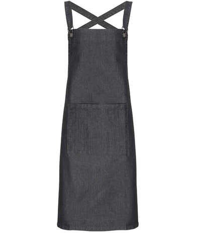 Premier Cross Back Barista Bib Apron - Black Denim