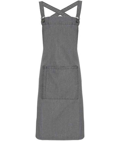 Premier Cross Back Barista Bib Apron - Grey Denim