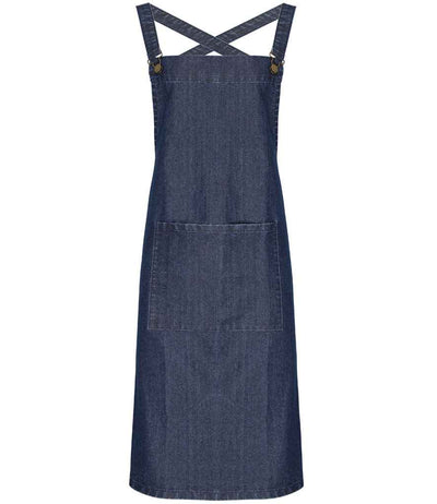 Premier Cross Back Barista Bib Apron - Indigo Denim
