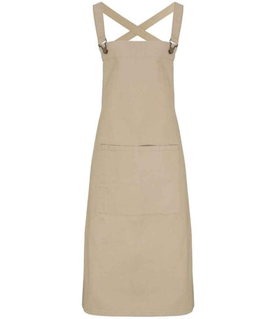 Premier Cross Back Barista Bib Apron - Khaki