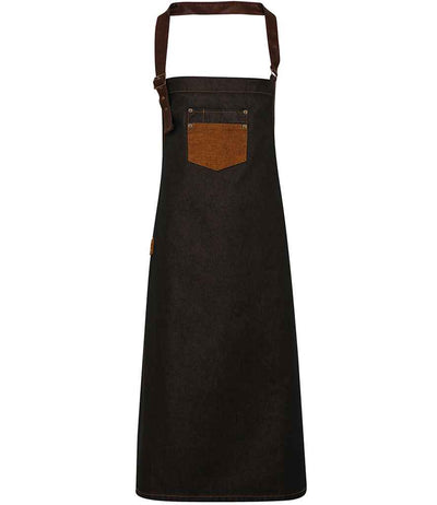 Premier Division Bib Apron - Black/Tan Denim