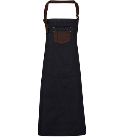 Premier Division Bib Apron - Indigo Denim/Brown Denim