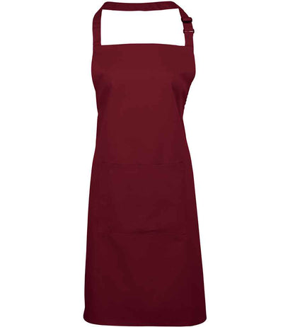 Premier 'Colours' Bib Apron with Pocket - Burgundy