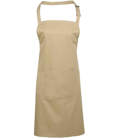 Premier 'Colours' Bib Apron with Pocket - Khaki