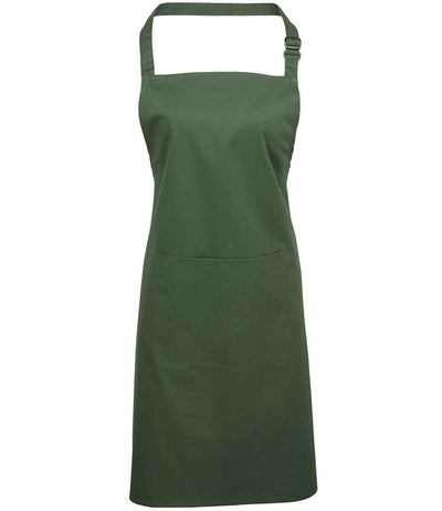 Premier 'Colours' Bib Apron with Pocket - Moss