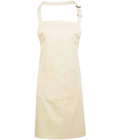 Premier 'Colours' Bib Apron with Pocket - Natural