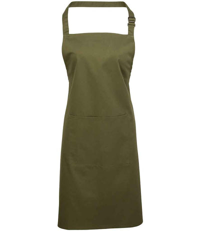 Premier 'Colours' Bib Apron with Pocket - Olive Green