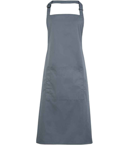 Premier 'Colours' Bib Apron with Pocket - Steel