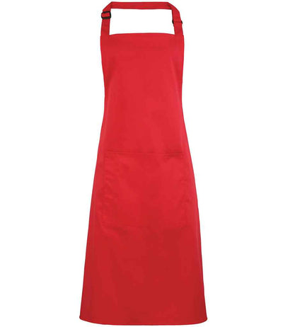 Premier 'Colours' Bib Apron with Pocket - Strawberry Red