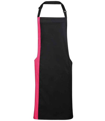 Premier Contrast Bib Apron - Black/Hot Pink
