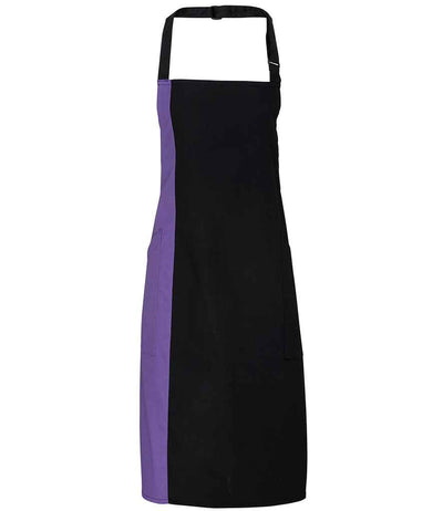 Premier Contrast Bib Apron - Black/Purple