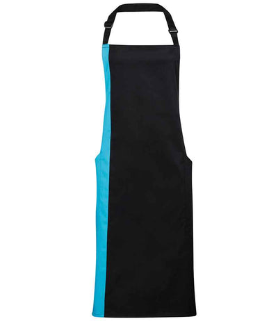 Premier Contrast Bib Apron - Black/Turquoise Blue