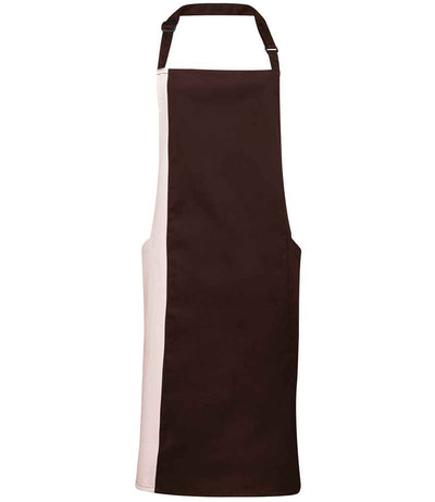 Premier Contrast Bib Apron - Brown/Natural