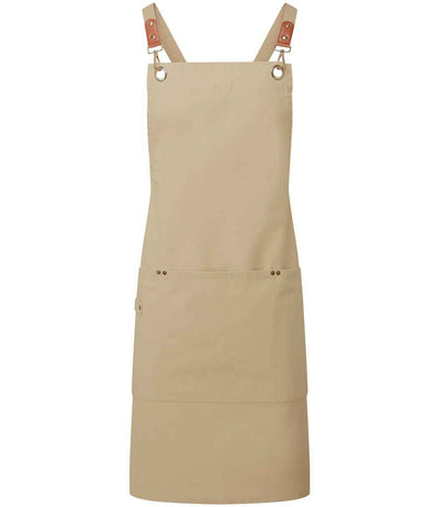 Premier Clip 'n' Clasp Cross Back Bib Apron - Khaki