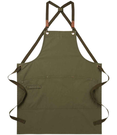 Premier Clip 'n' Clasp Cross Back Bib Apron - Olive Green