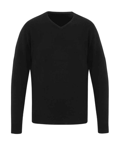 Premier Essential Acrylic V Neck Sweater - Black