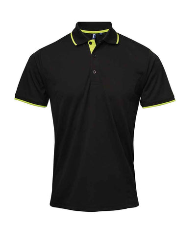 Premier Contrast Coolchecker® Piqué Polo Shirt - Black/Lime Green
