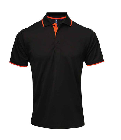 Premier Contrast Coolchecker® Piqué Polo Shirt - Black/Orange