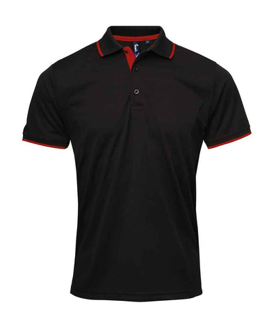 Premier Contrast Coolchecker® Piqué Polo Shirt - Black/Red