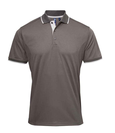 Premier Contrast Coolchecker® Piqué Polo Shirt - Dark Grey/Silver