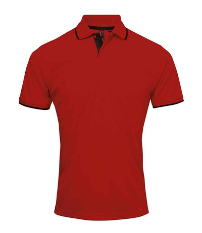 Premier Contrast Coolchecker® Piqué Polo Shirt - Red/Black