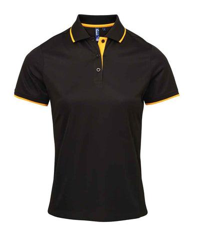 Premier Ladies Contrast Coolchecker® Piqué Polo Shirt - Black/Sunflower