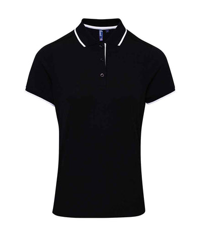 Premier Ladies Contrast Coolchecker® Piqué Polo Shirt - Black/White
