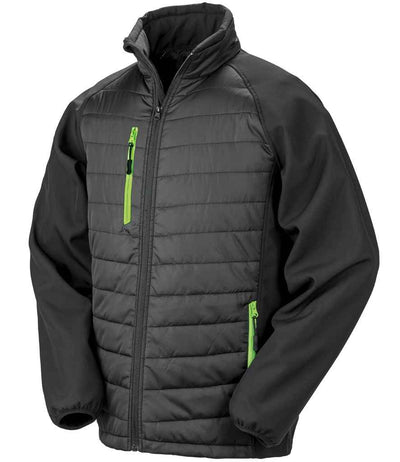 Result Recycled Compass Padded Jacket - Black/Lime Green