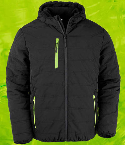 Result Recycled Compass Padded Winter Jacket - Black/Lime Green