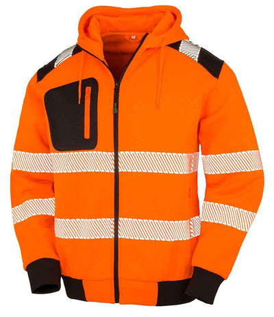 Result Recycled Safety Zip Hoodie - Fluorescent Orange
