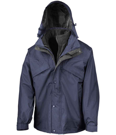 Result 3-in-1 Waterproof Zip and Clip Fleece Lined Jacket - Navy/Black