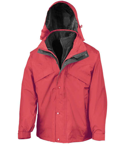 Result 3-in-1 Waterproof Zip and Clip Fleece Lined Jacket - Red/Black