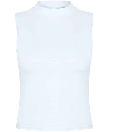 SF Clothing Ladies High Neck Crop Vest - White