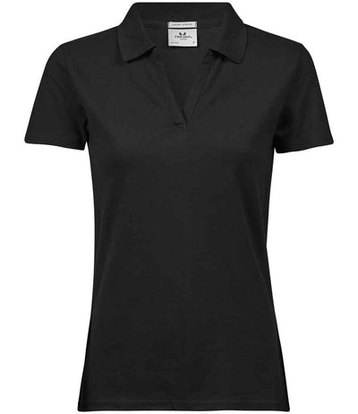 Tee Jays Ladies Luxury Stretch V Neck Polo Shirt - Black