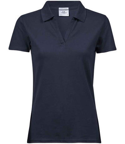 Tee Jays Ladies Luxury Stretch V Neck Polo Shirt - Navy