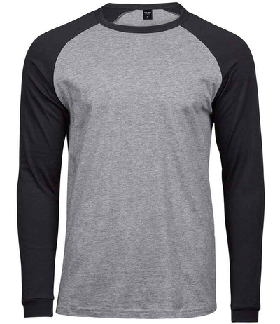 Tee Jays Long Sleeve Baseball T-Shirt - Heather Grey/Black