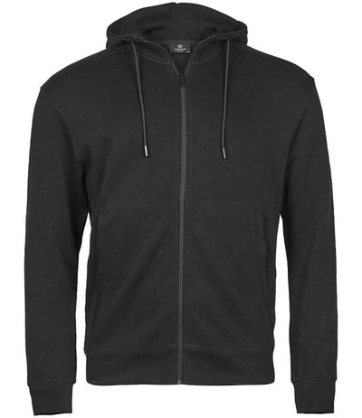 Tee Jays Ribbed Interlock Full Zip Hooded Sweatshirt - Black