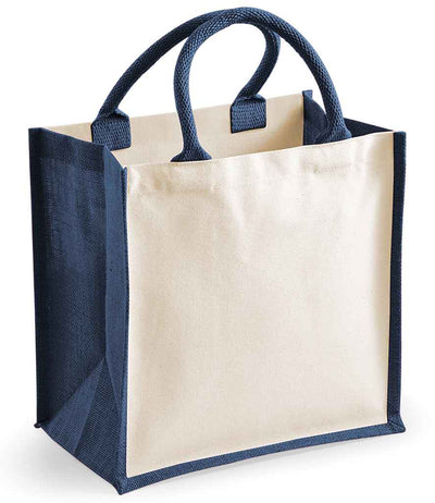 Westford Mill Printers Midi Jute Tote Bag - Navy