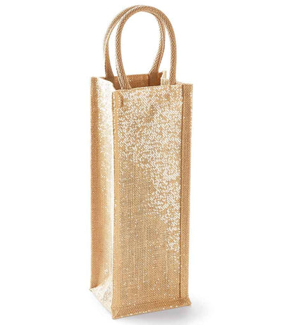 Westford Mill Shimmer Jute Bottle Bag - Natural Gold