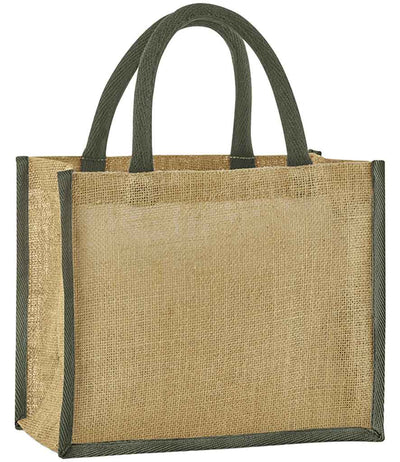 Westford Mill Natural Starched Jute Midi Tote Bag - Natural/Olive Green