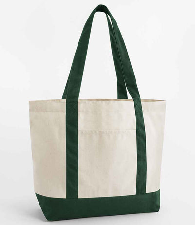 Westford Mill EarthAware® Organic Varsity Shopper - Natural/Bottle Green