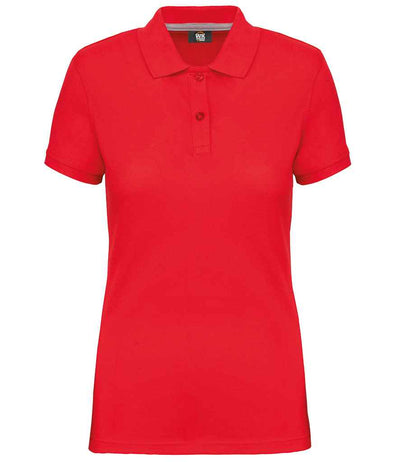 WK Designed to Work Ladies Anti-Bacterial Piqué Polo Shirt - Red