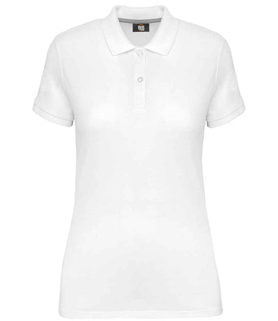 WK Designed to Work Ladies Anti-Bacterial Piqué Polo Shirt - White