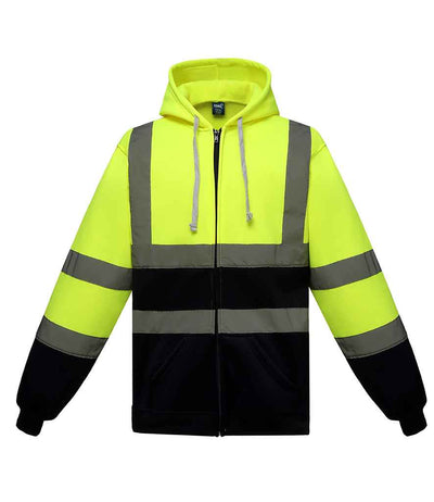Yoko Hi-Vis Zip Hoodie - Yellow/Navy